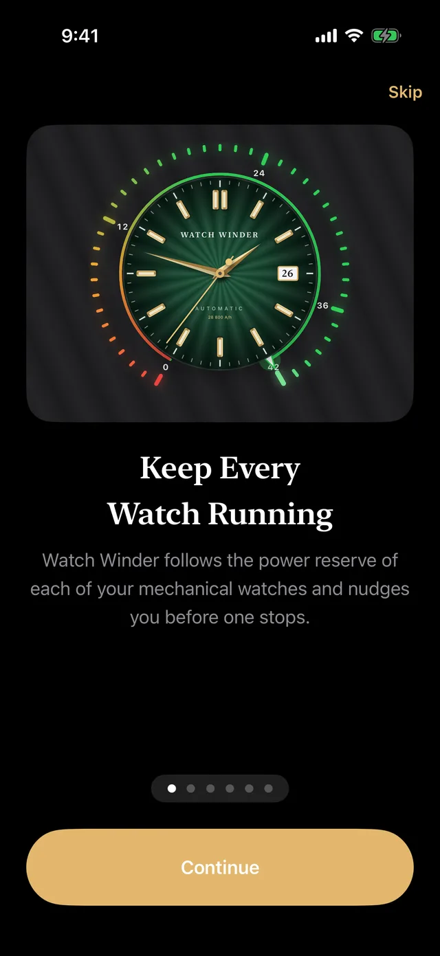 The welcome tour with an emerald and gold dial
